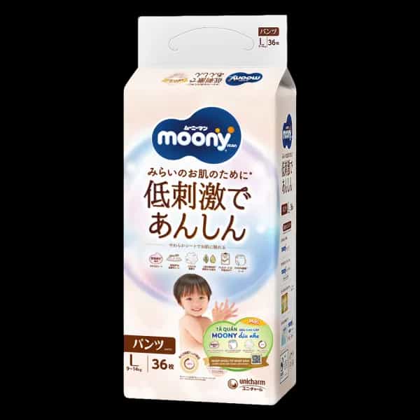 Tã quần Moony Natural/Moony Dịu nhẹ size L (36 miếng)