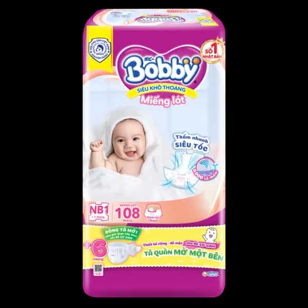 Miếng lót Bobby size NEWBORN1 (108 miếng, dưới 5kg)