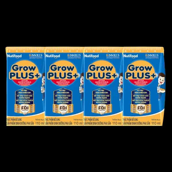 Sữa bột pha sẵn Nutifood GrowPLUS+ Xanh 2+ 110ml (lốc 4 hộp)