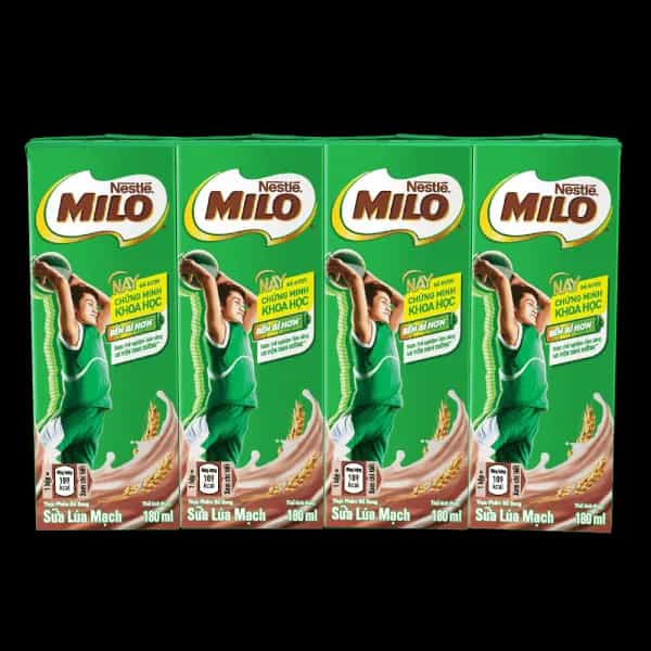 Sữa lúa mạch Nestlé Milo 180ml (lốc 4 hộp)